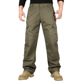 VATRENUS Men's FR Cargo Pants Flame Resistant Pants Lightweight 7.5oz 100% Cotton Green Fire Retardant Elastic Waist Pants
