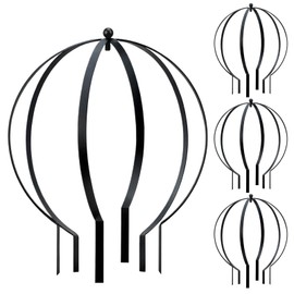 4Pcs Large Metal Circle Trellis Black Garden Sculpture Globe Trellis for Climbing Plants Outdoor Potted Round Planter Trellis Decorative Metal Garden Ornament for Patio Doorway, 19" x 15"