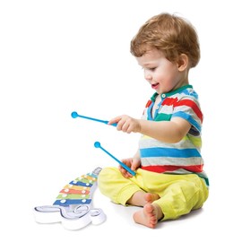 DOLLAR QUEEN Nothing But Fun Toys: My First Xylophone - Toy Musical Instrument, Bright Rainbow Keys & Music Note Design, 2 Mallets, Auditory Play, Kids Toddlers 2+