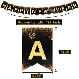 Tudniky New Year Banner, Glitter Happy New Year Banner 2025, New Year Eve Party Decorations Supplies.