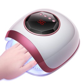 UV LED Nail Dryer, Infrared Detection, 72 W x 2 Times, Infrared Whitening Function, For Manicure, 4 Level Timer Setting, Can Be Used Both Hands and Feet (Red)