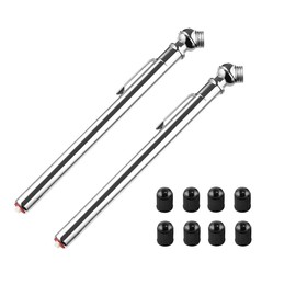 CZC AUTO Tire Pressure Gauge Heavy Duty Mechanical Air Gauge Stainless Stem Single Chuck with Pocket Clip for Truck Motorcycle Bike Car RV SUV ATV, 5-50PSI 30-350KPa (2 Pack)