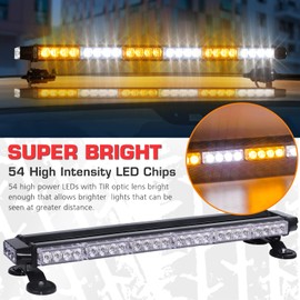 Linkitom 28.5" 54 LED Strobe Light Bar, High Intensity Amber/White Double Side Flashing Emergency Warning Light with Magnetic Base for Vehicles, Tow Trucks, Construction, Pickup, Safety