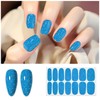 SILPECWEE 8 Sheets Nail Stickers Full Nail Wraps (Blue Solid