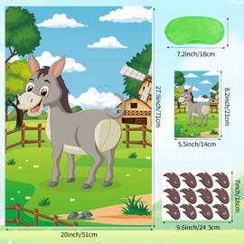 Pin The Tail on The Donkey Party Game with 48 Pcs Tails for Kids Birthday Party Decorations, Carnival Circus Party Supplies