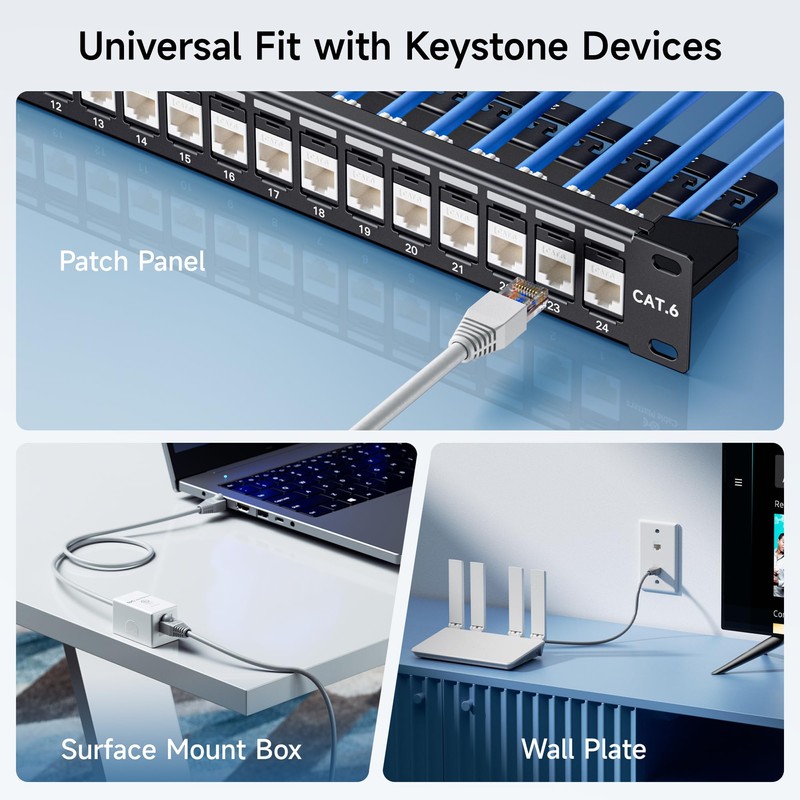 Cable Matters [UL Listed] 25-Pack 10Gbps Cat6 Keystone Jacks, RJ45