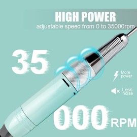 Electric Nail Drill Machine,Lumcrissy Portable Rechargeable 35000 rpm Electric Nail File E-File ,Electric Acrylic Nail Tools ,Polishing,Nail Removing (Light Green)