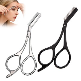 FunnAura 2 Pcs Eyebrow Scissors – Stainless Steel Brow Trimming Scissors for Precise Grooming of Eyebrows, Facial Hair & Nails