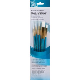 Princeton Real Value, Series 9100, Paint Brush Sets for Acrylic, Oil & Watercolor Painting, Syn White Taklon (Rnd 3/0, 2, 4, Flat 2, 6)