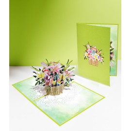 Magic Ants Lily Basket Card - Flower Card, Lily Card, Easter Basket Pop Up Card, Easter Greeting Card, 3D Easter Cards, Religious Easter Cards, 3-D Easter Cards, Pop Up Greeting Cards