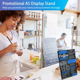 Pack of 6 A5 Table Stands, Transparent Plastic Table Stand, Acrylic Stand, L Stand, A5 Stand, Table Stand for Photos, Menus, Promotions, Office, Restaurant, Cafe Shop, Wedding