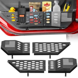CALBEAU Metal Front Door Pocket Storage Box Compatible with Jeep Wrangler JL JLU 4XE 2018-2026 and Gladiator JT 2020-2026, 2 PCS Saggy Net Replacement for Front Doors (Not for Power Seats)