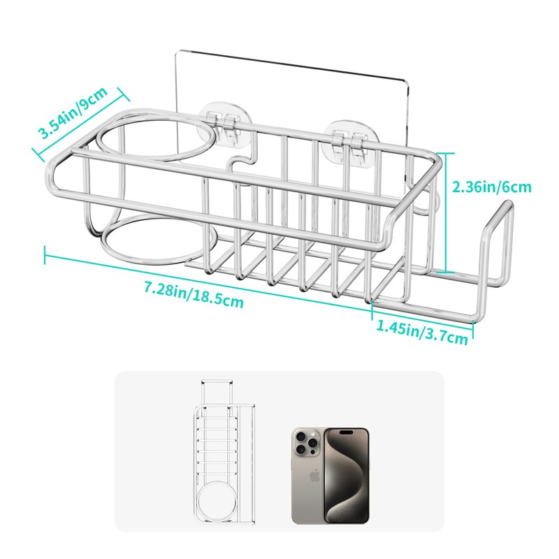 HapiRm 4 in 1 Sink Caddy Sponge Holder, SUS304 Stainless