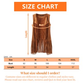 Blisscok Hippie Costume Women, 70s Outfit Women's Hippie Vest Women's Disco Cosplay Carnival Costume Women's Necklaces, Earrings, Head Ring Glasses Carnival Fringe Vest Women (Style 1, XL)