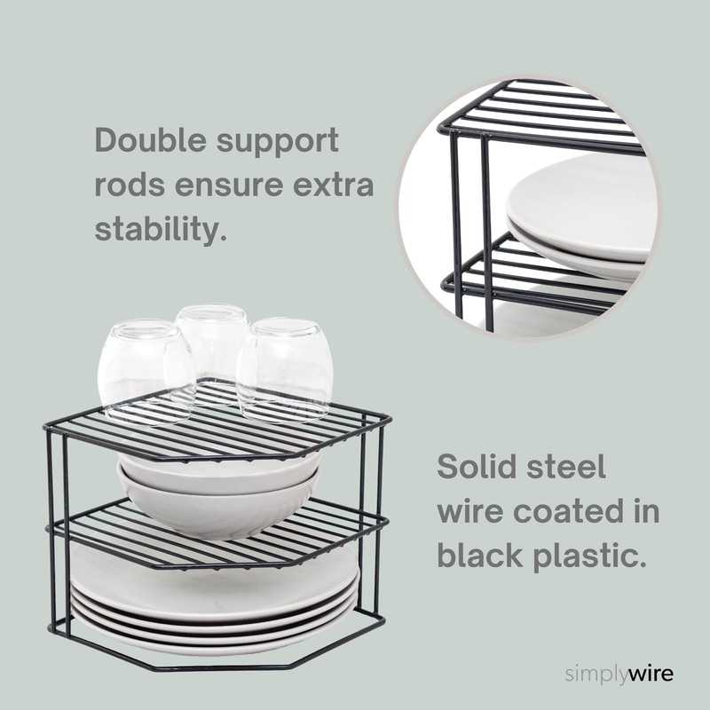 simplywire – 3 Tier Plate Rack - Kitchen Cupboard Organiser