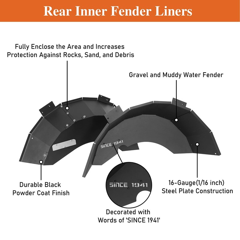 u-Box Wrangler TJ Steel Rear Inner Fender Liners Wheel Well