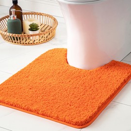MIULEE - Alfombra de baño con forma de U para baño, suave y absorbente de microfibra para inodoro, parte trasera de goma antideslizante para mayor seguridad, lavable a máquina, 20 x 20 pulgadas