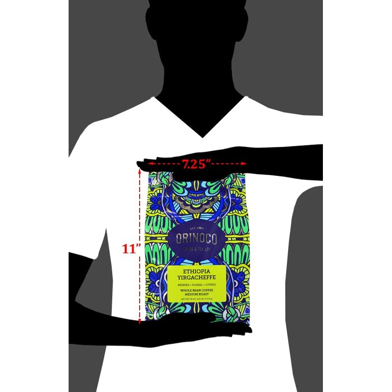 Orinoco Ethiopian Yirgacheffe 2.5lb bag, Medium Roast, Whole Bean Coffee,