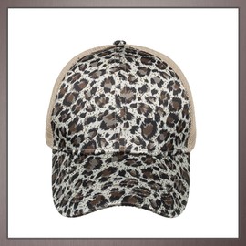 One Limitation CP351 Leopard Print Mesh Cap, Hat, Running, Outdoors, Men's, Women's,, leopard beige