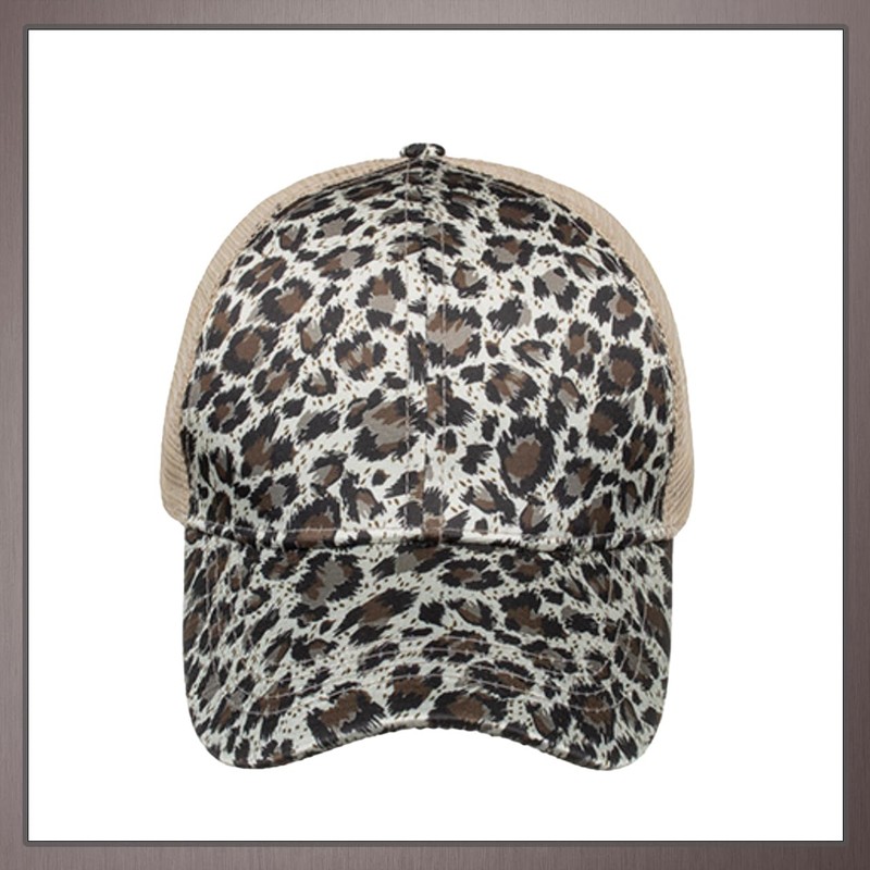One Limitation CP351 Leopard Print Mesh Cap, Hat, Running, Outdoors,