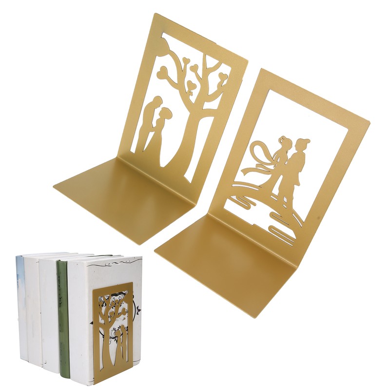 Metal Book Divider Thicken AntiSlip Bookend Desktop Organize Bookshelf Craft
