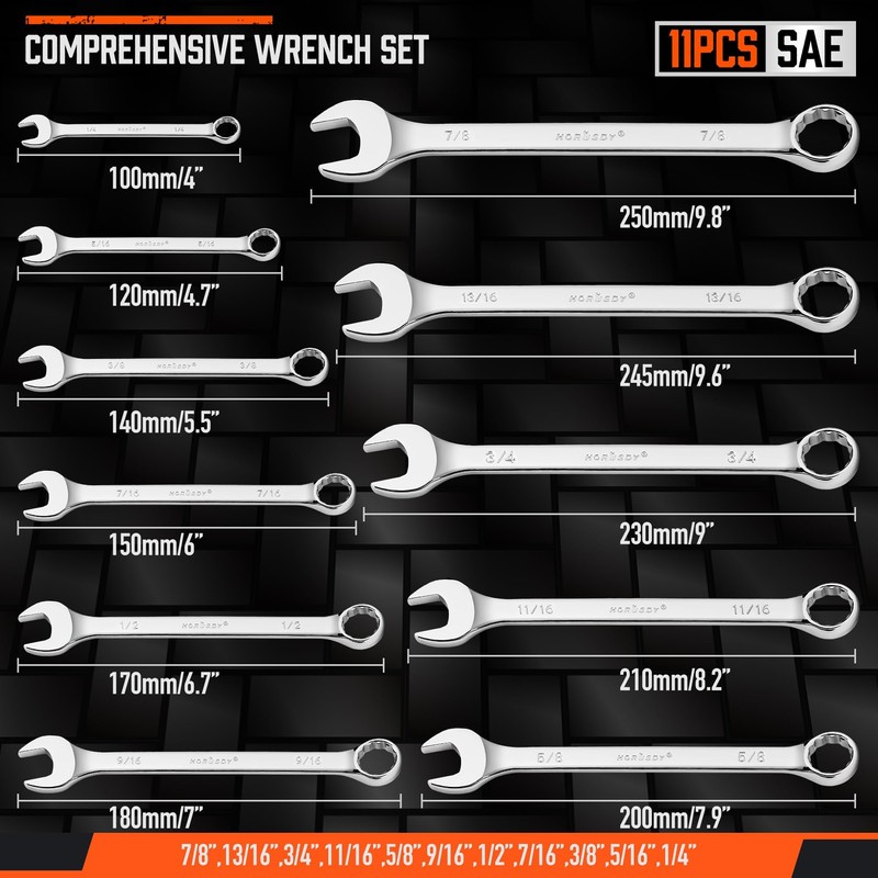 HORUSDY 22-Piece Wrench Set | Metric & SAE Combination Wrench