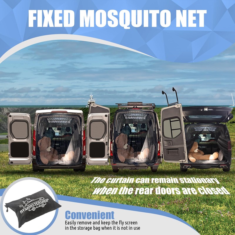 Polyester Magnetic Mosquito Net for Camper Car Rear Door Mosquito