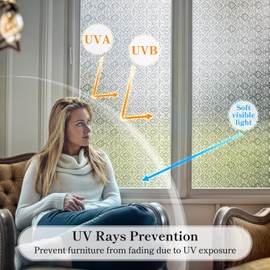 DARUITE Window Film Privacy, Flower Patterned Decorative Privacy Film Static Cling Anti-UV Privacy Film for Glass Windows for Home Office(30x100cm)