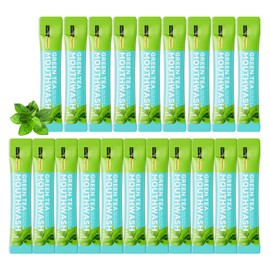 Mini Mouthwash Travel Size,Green Tea Flavor Portable Individual Travel Mouth Wash for Fresh Breath, Refreshing Long Lasting Gentle Oral Care Mouthwash Packs(Pack of 20)