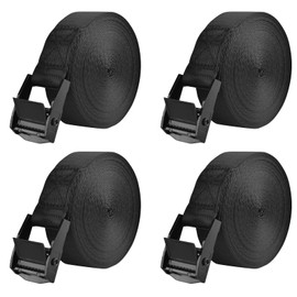 TRIWONDER Cargo Fastening Belts, Multipurpose, Securing, Tie-Downs, Binding Bands, Lashing Straps, Packing Belts, Car/Bike Belts, Earthquake Prevention Goods, #1 Black, 4-pc, 16.4 ft (5 m)