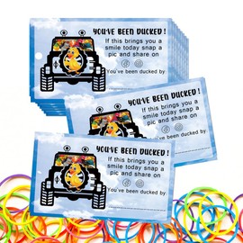 Duck Tags, You've Been Ducked, DucksTags, Duck Ducking Game Card Tags for Ducking, 50Pack 3.5 x 2inches Card Size, 50 Rubber Bands(Blue)