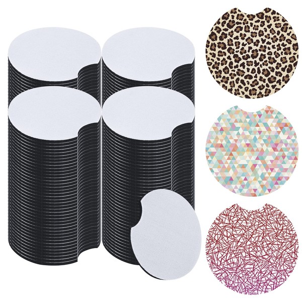 120PCS Sublimation Blanks Car Coasters, Absorbent Auto Coasters for Cup Holders, Neoprene Car Coasters Absorb Spills to Keep Cupholders Clean
