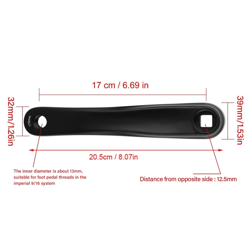 KooingTech bikess Crank Arm, 170mm Single Speed Left Hand Crank,