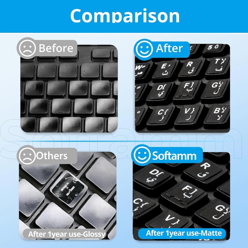 Arabic Keyboard Stickers[5 in 1],Arabic-English Keyboard Letter Replacement Sticker with