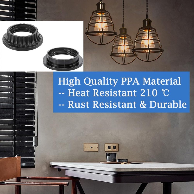 4PCS E26 Light Socket Shade Rings Collar Rings, 2 Assorted