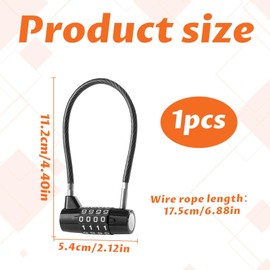 4 Digit Combination Padlock Outdoor Waterproof Steel Cable Code Padlocks with Code Heavy-Duty Wire Long Padlock for Suitcase Bag Luggage Sheds Gates Gym Locker(Black)