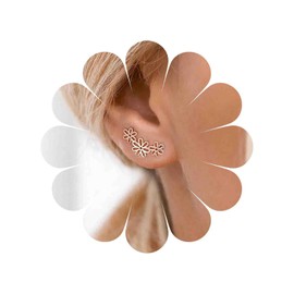 Cybche Boho Hollow Flower Stud Earrings Gold Flower Crawler Earrings Tiny Filigree Flower Stud Earrings Minimalist Flower Earrings Jewellery for Women, Zinc, No Gemstone