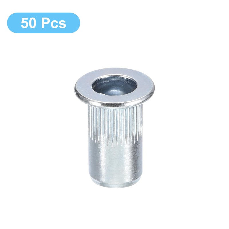 sourcing map M5 Rivet Nuts, 50pcs Zinc Plated Carbon Steel
