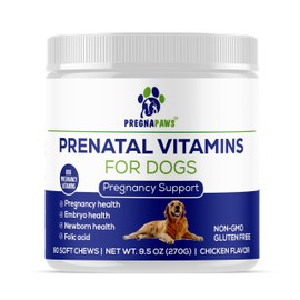 Dog Prenatal Vitamins - Supports Healthy Pregnancy, Puppy Development & Lactation - Rich in Folic Acid, Iron & Calcium - Advanced Prenatal Supplement for Pregnant and Nursing Dogs - 90 Soft Chews