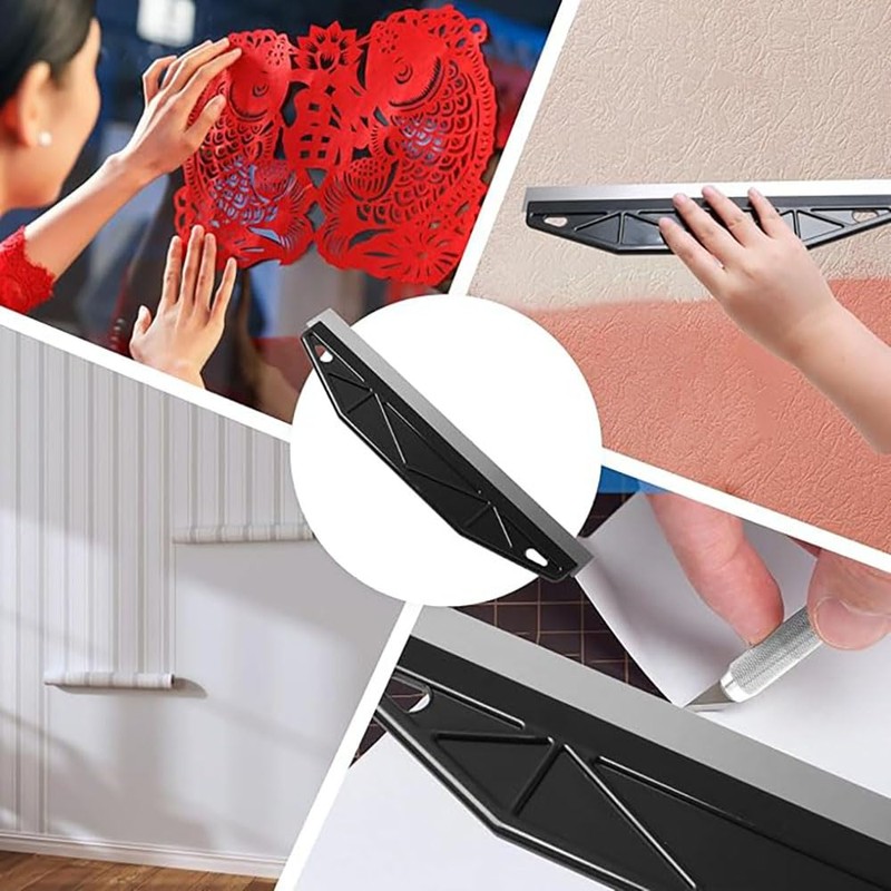 Wallpapering Rail, Wallpaper Smoothing Tool Set, Trimming Tool, Wallpapering Ruler
