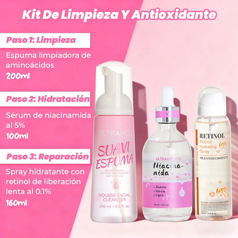 Ultramo Kit De Limpieza Y Antioxidante Para La Piel 3pzs