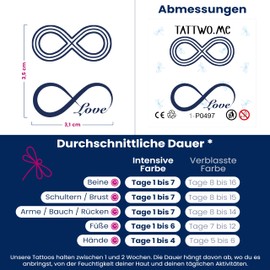 Tattwo.me Temporary Tattoos for Adults and Children 2 Weeks Waterproof - Two Infinity Signs to Cut Out - Vegetable Ink - EU Cosmetic Certificate - (P0497)