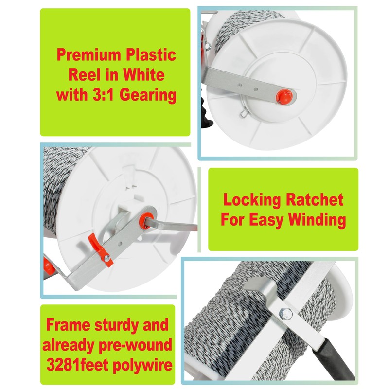 RiteFENCE 1 Pack 3:1 Geared Electric Fencing Maxi Reel with
