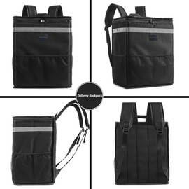 cherrboll L Insulated Pizza Delivery Backpack, Thermal Food Delivery Bag with 2 Dividers, Reusable Cooler Backpack for Bicycle Transport