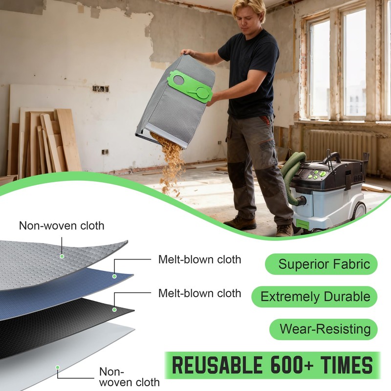 Reusable Dust Bag for Festool Midi, Mini, CT 15, Premium