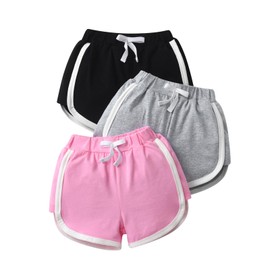 Zoputey Baby Girl Shorts Summer for Little Girl Sports Shorts 3Pcs, Pink+Black+Grey, 3-4 Years