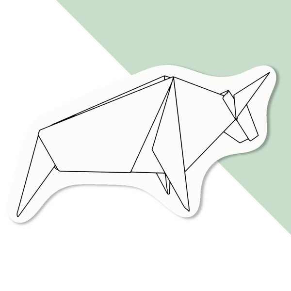4 x Small 50mm 'Origami Bull' Permanent Sticker Decals for