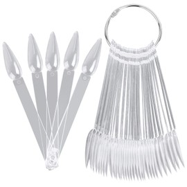 160Pcs Nail Swatch Sticks Stiletto Nail Sample Sticks Clear Nail Color Display Swatches Sticks with Metal Rings