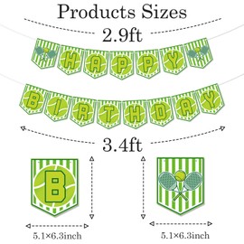 Tennis Happy Birthday Banner, Sport Themed Tennis Party Decorations, Tennis Enthusiast Boy Girl Adults Birthday Party Decoration Supplies