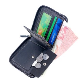 Brown Men's Zipper Wallet Photo Pocket Card Holder Wallet and Money Holder Fashion Design Elegant and Simple XL Casual, blue, Modern